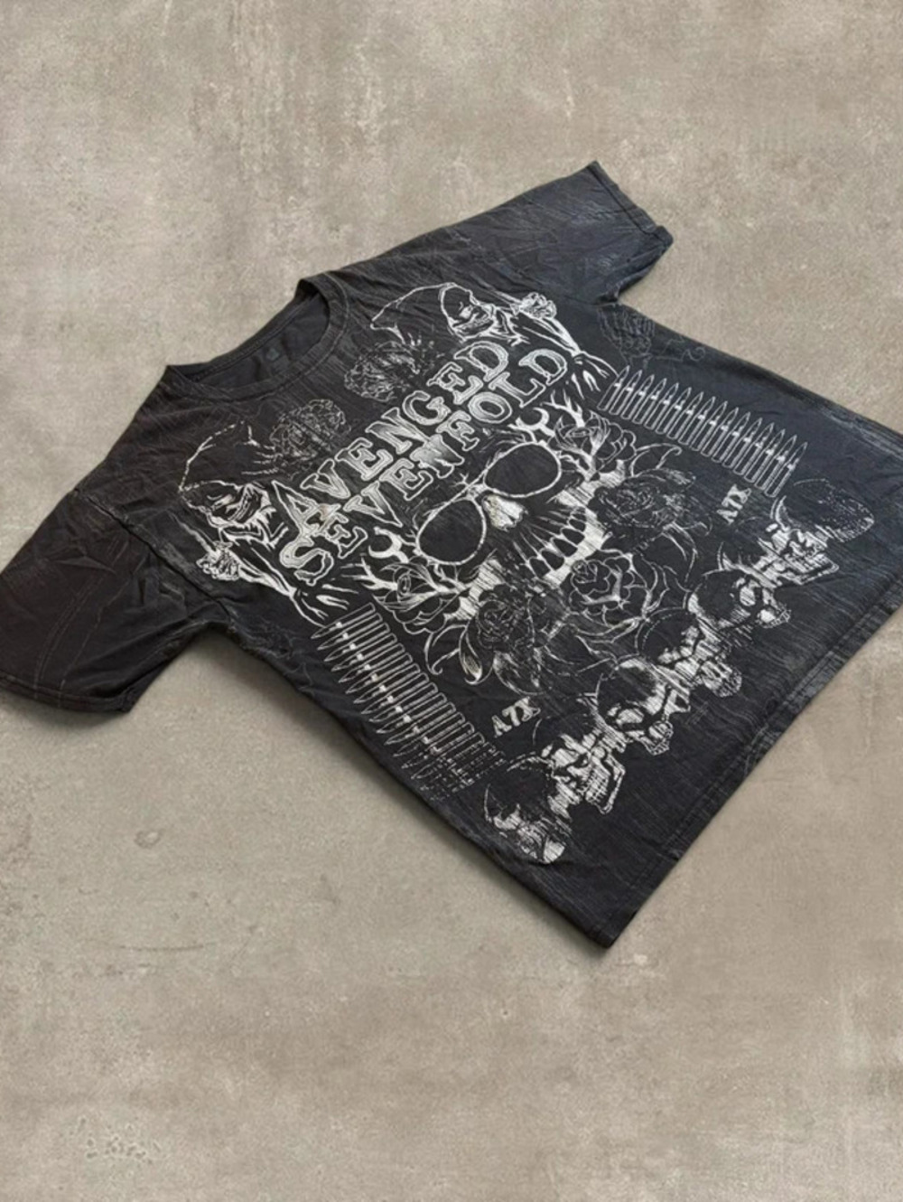 Vintage Avenged Sevenfold Graphic T Shirt Mens Medium M Black Reaper AOP